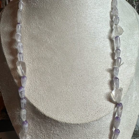 Handmade Long Purple Stone Pendant Necklace - Women Jewelry - Picture 3 of 4